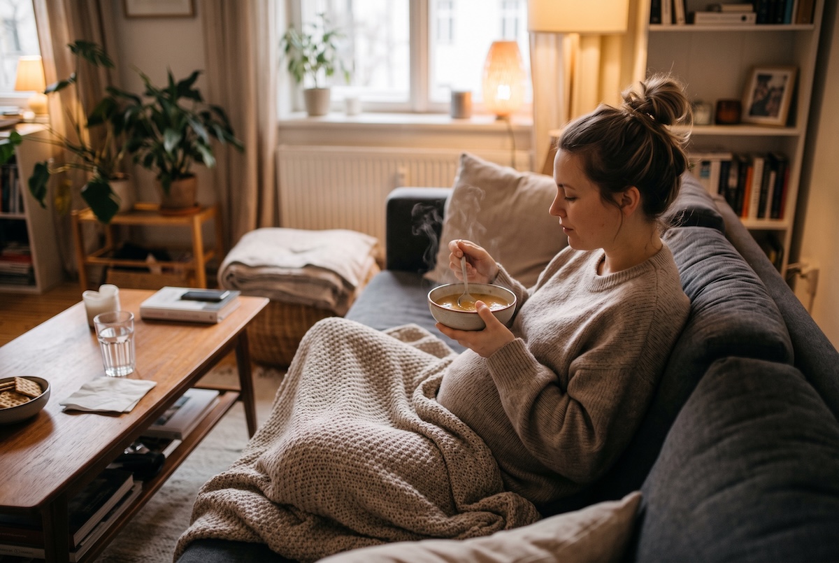 Kostholdet i første trimester bør bestå av varm, lettfordøyelig og næringsrik mat som supper, gryter og kokte grønnsaker for å avlaste Miltens arbeid.