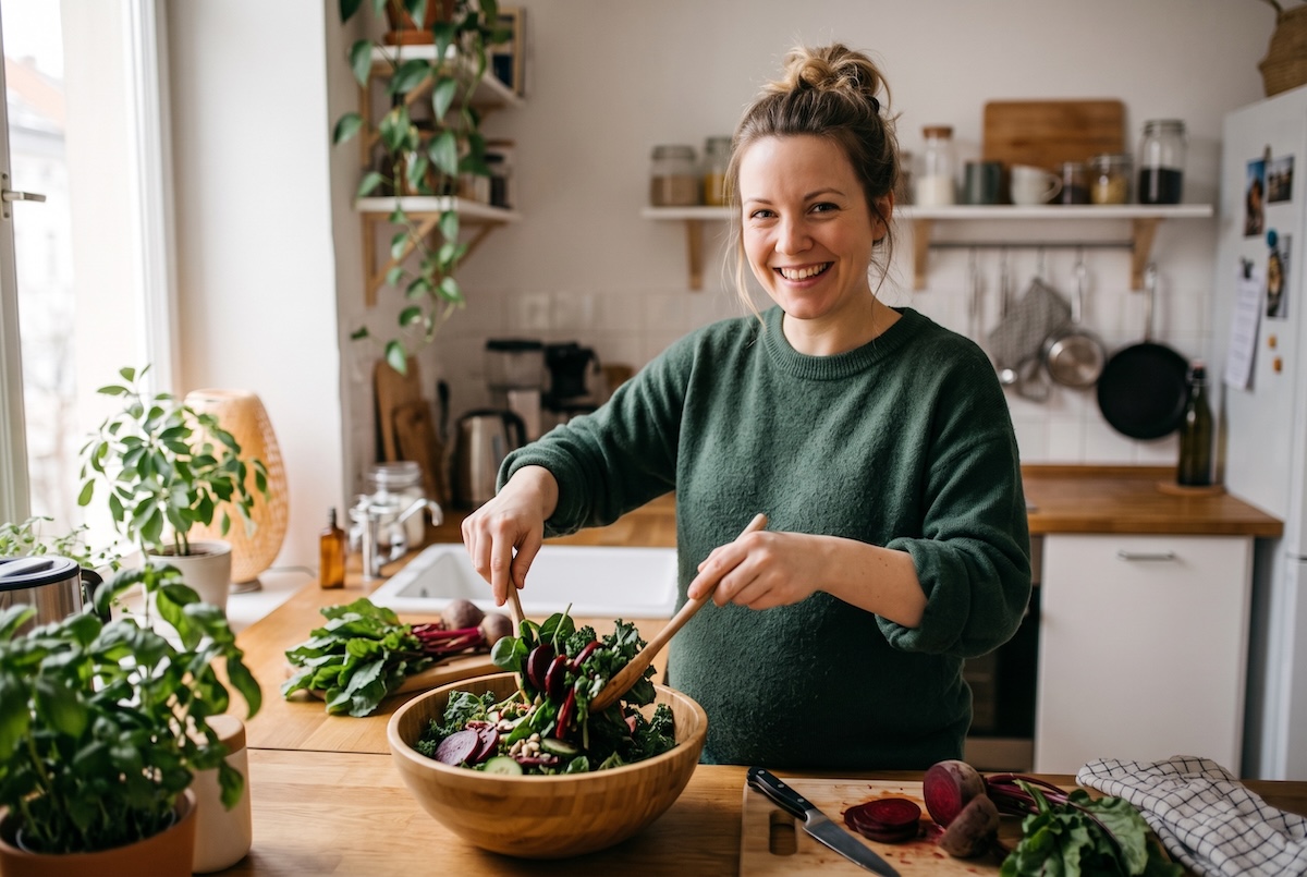 I et TCM-perspektiv er det ideelt å inkludere Blod-byggende matvarer som mørkegrønne bladgrønnsaker, rødbeter, linser, og kraftsupper.